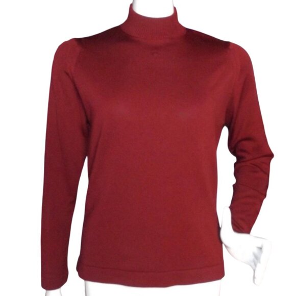 GIVENCHY SPORT Top, 38-M/L, Dark Red, Mock neck, Long sleeves, GG Logo, Vintage - Picture 1 of 9